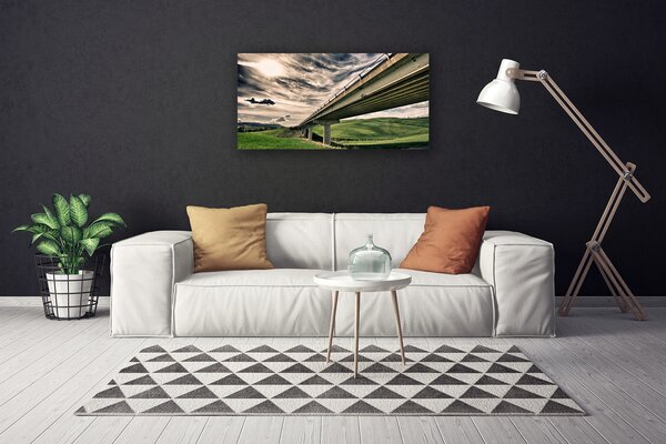 Quadro su tela Valle del ponte dell'autostrada 100x50 cm