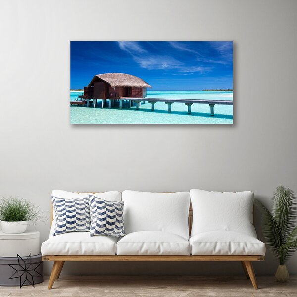 Quadro su tela Architettura della casa sulla spiaggia del mare 100x50 cm