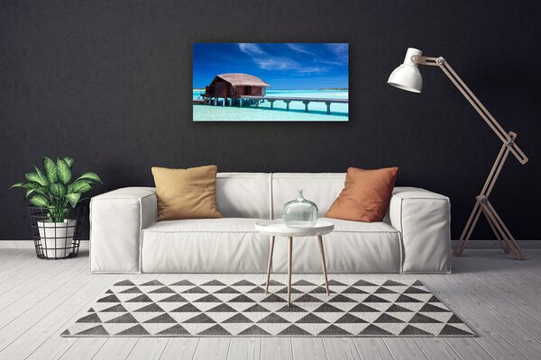 Quadro su tela Architettura della casa sulla spiaggia del mare 100x50 cm