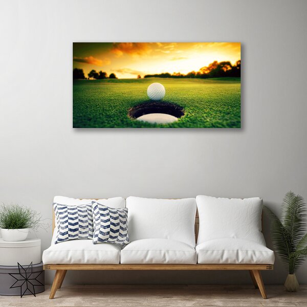 Quadro su tela Pallina da golf in erba naturale 100x50 cm