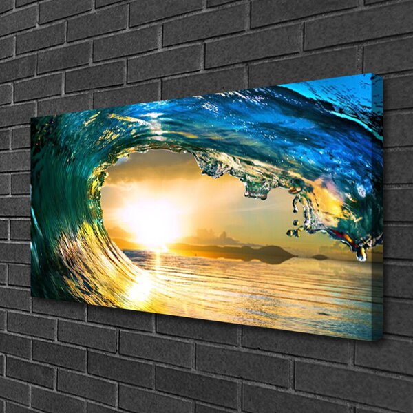 Quadro su tela Onda del mare Tramonto Natura 100x50 cm