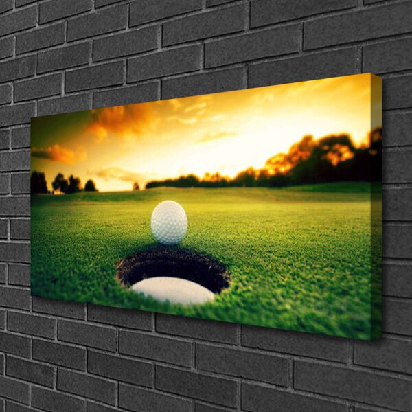 Quadro su tela Pallina da golf in erba naturale 100x50 cm