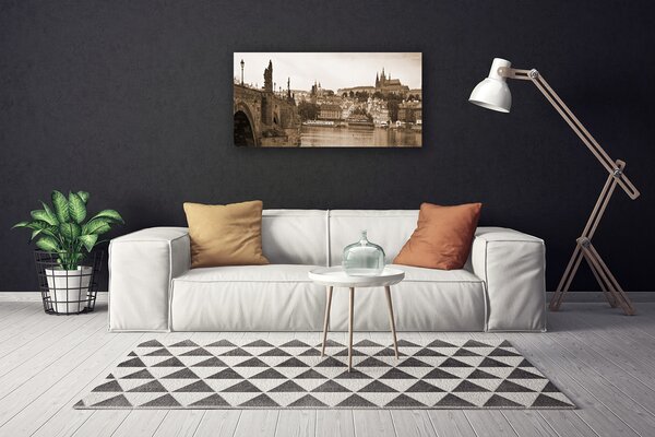 Quadro su tela Paesaggio del ponte di Praga 100x50 cm