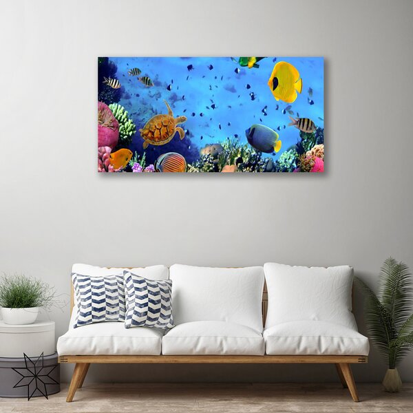 Quadro su tela Natura dei pesci della barriera corallina 100x50 cm