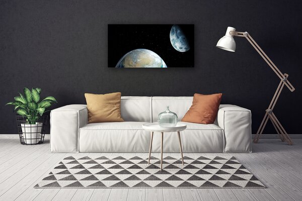 Quadro su tela Luna Terra Cosmo 100x50 cm