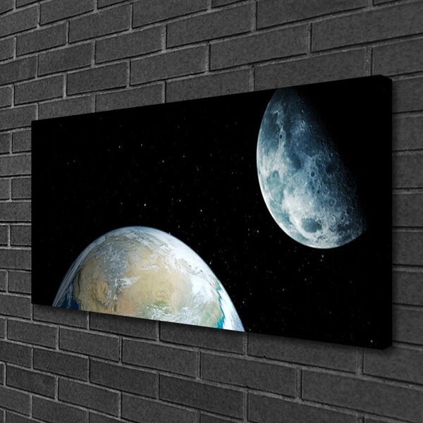 Quadro su tela Luna Terra Cosmo 100x50 cm