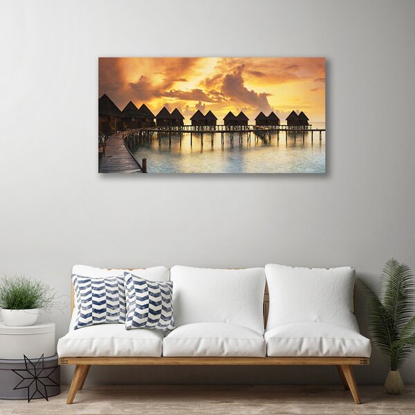 Quadro su tela Mare, cielo Case per le vacanze 100x50 cm