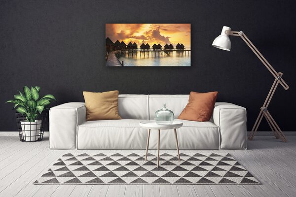 Quadro su tela Mare, cielo Case per le vacanze 100x50 cm