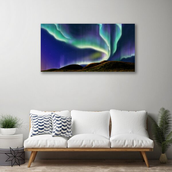 Quadro su tela Paesaggio dell'aurora boreale 100x50 cm