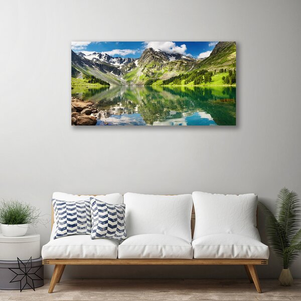 Stampa quadro su tela Paesaggio del lago di montagna 100x50 cm