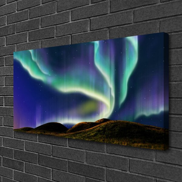 Quadro su tela Paesaggio dell'aurora boreale 100x50 cm