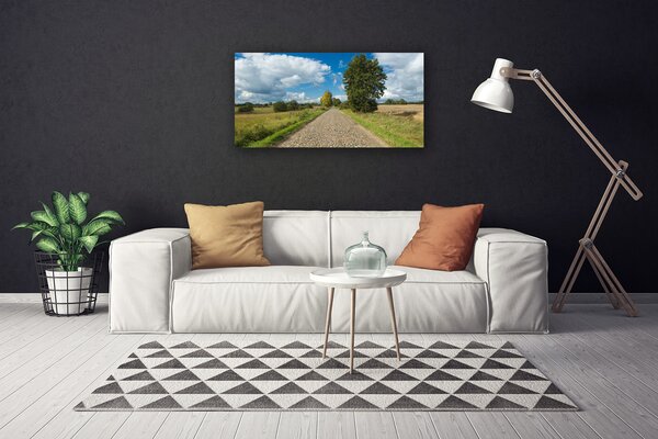 Quadro su tela Paesaggio della pavimentazione stradale del villaggio 100x50 cm