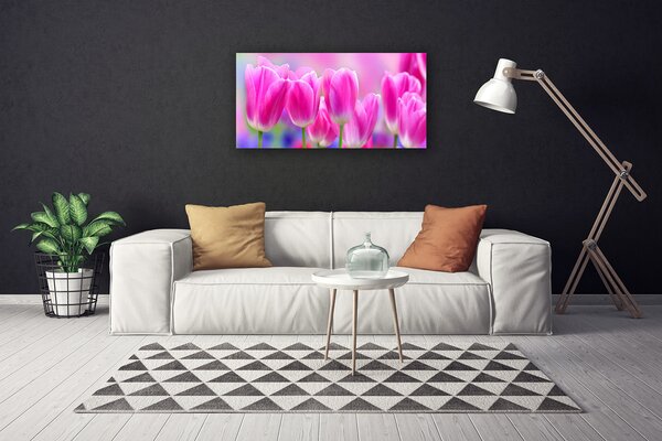 Quadro su tela Tulipani Sul Muro 100x50 cm