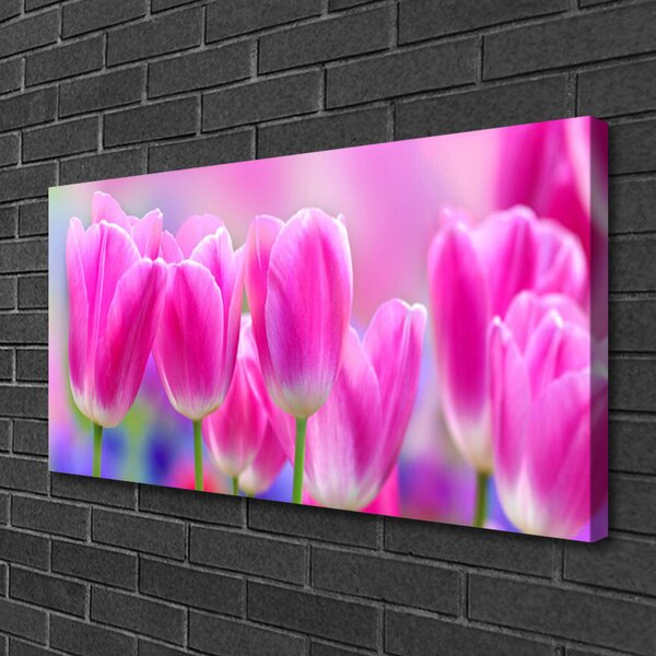 Quadro su tela Tulipani Sul Muro 100x50 cm
