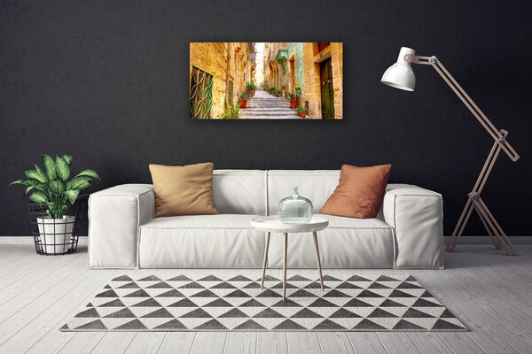 Quadro su tela Case sulla strada della città vecchia 100x50 cm