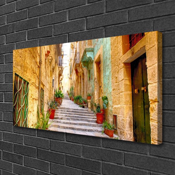 Quadro su tela Case sulla strada della città vecchia 100x50 cm