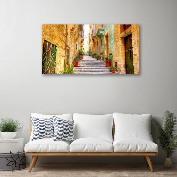 Quadro su tela Case sulla strada della città vecchia 100x50 cm