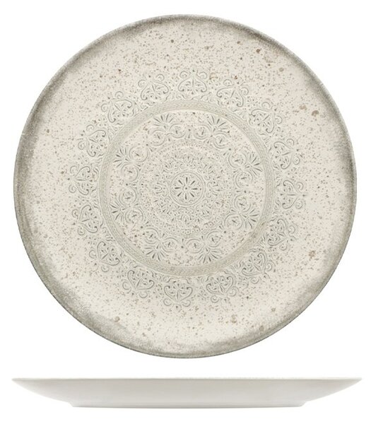 Mesa Ceramics Lace Piatto Piano Coupe 33 Cm Set 4 Pz In Stoneware Bianco