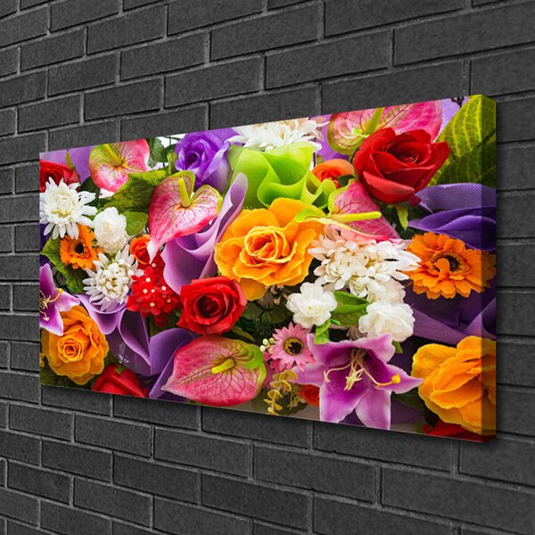 Foto quadro su tela Fiori Sul Muro 100x50 cm