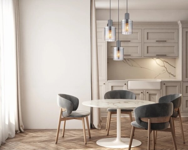 Globo 15904-3HR - Lampadario a sospensione con filo TULIVAR 3xE27/40W/230V diametro 48 cm grigio