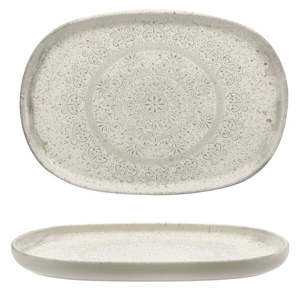 Mesa Ceramics Lace Vassoio Ovale 33 Cm Set 4 Pz In Stoneware Bianco