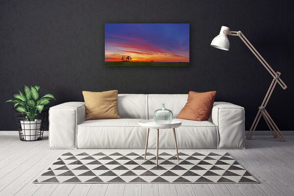 Stampa quadro su tela Paesaggio del campo degli alberi della natura 100x50 cm