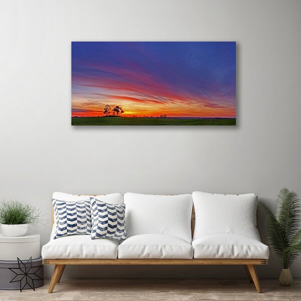 Stampa quadro su tela Paesaggio del campo degli alberi della natura 100x50 cm