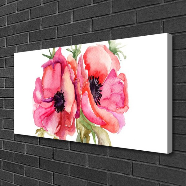 Quadro su tela Fiori ad acquerello 100x50 cm