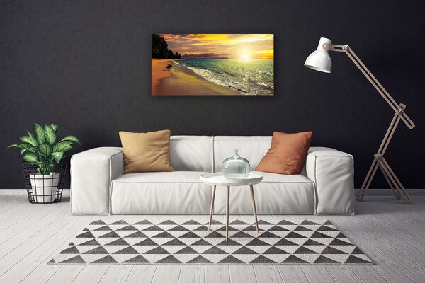 Quadro su tela Sole spiaggia mare paesaggio 100x50 cm