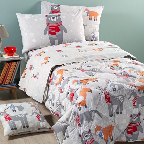Trapunta In Cotone Teddy Singolo Caleffi Kids Ragazzo Grigio Caleffi