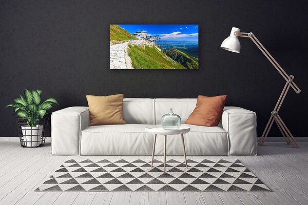 Quadro su tela Percorso per il paesaggio delle montagne 100x50 cm