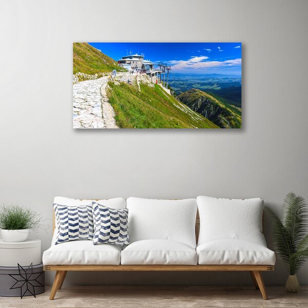 Quadro su tela Percorso per il paesaggio delle montagne 100x50 cm