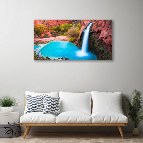 Quadro su tela Cascata di montagna della natura 100x50 cm
