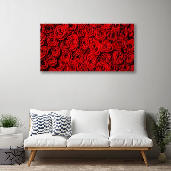 Quadro su tela Rose Sul Muro 100x50 cm