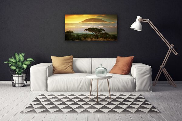Quadro su tela Albero della natura del picco di montagna 100x50 cm