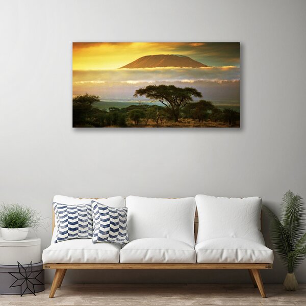 Quadro su tela Albero della natura del picco di montagna 100x50 cm