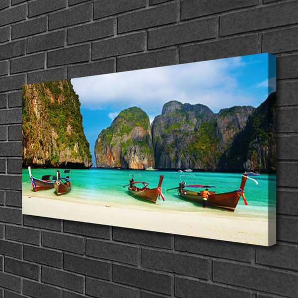 Quadro su tela Paesaggio della montagna del mare della spiaggia 100x50 cm