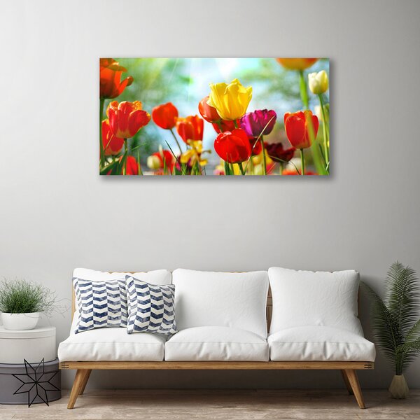 Quadro su tela Fiori Sul Muro 100x50 cm