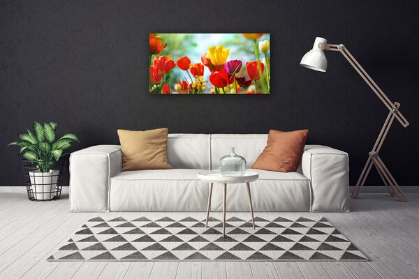 Quadro su tela Fiori Sul Muro 100x50 cm