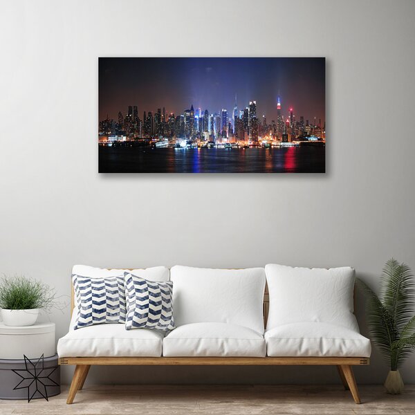Quadro su tela Case sull'acqua della città 100x50 cm