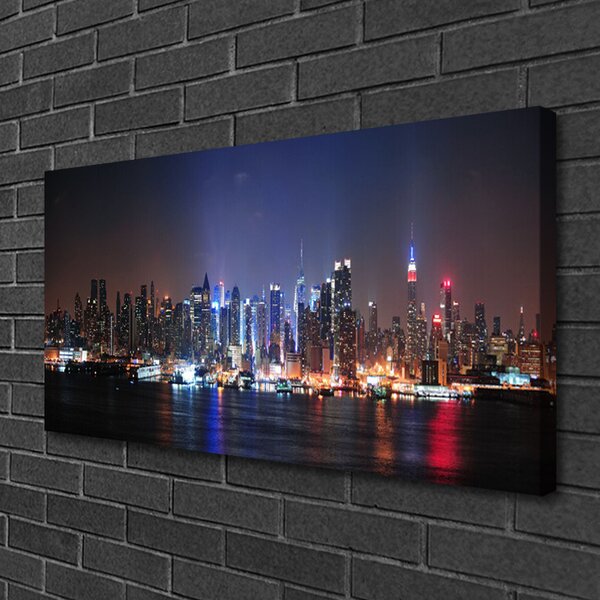 Quadro su tela Case sull'acqua della città 100x50 cm