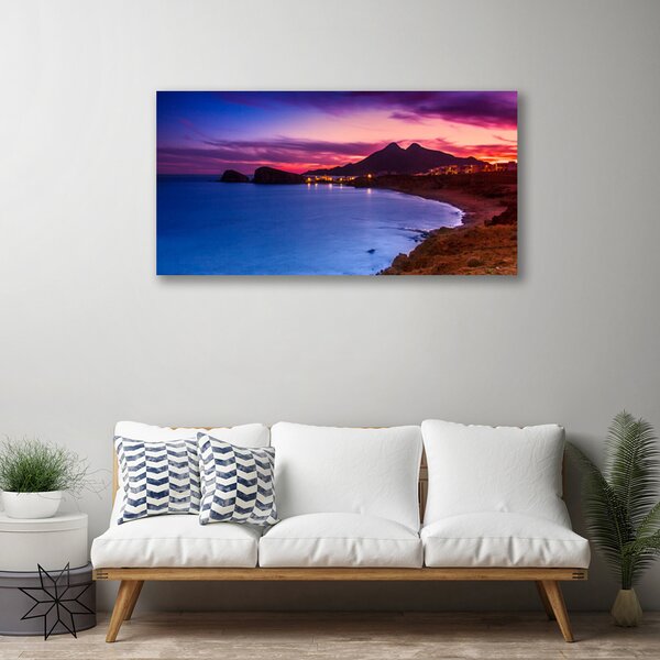 Quadro su tela Paesaggio di montagna della spiaggia del mare 100x50 cm