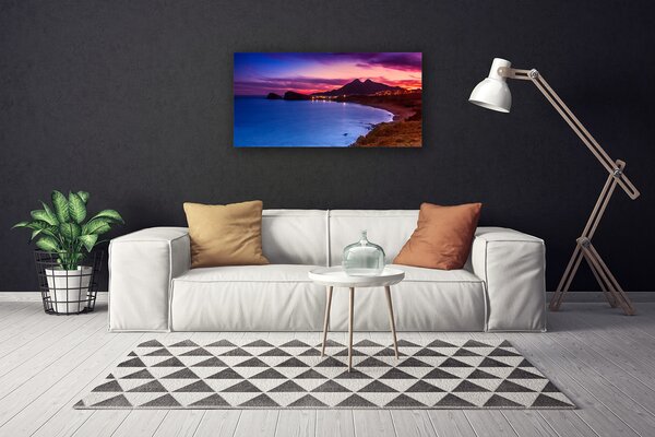 Quadro su tela Paesaggio di montagna della spiaggia del mare 100x50 cm