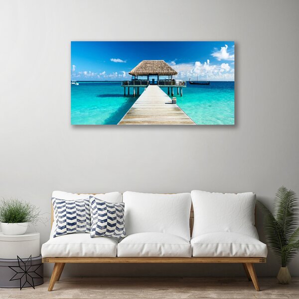 Quadro su tela Architettura del ponte sul mare 100x50 cm