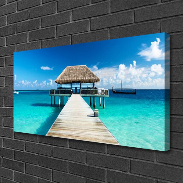 Quadro su tela Architettura del ponte sul mare 100x50 cm