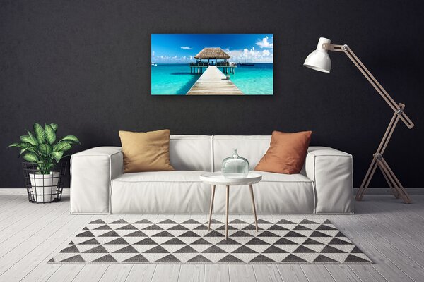 Quadro su tela Architettura del ponte sul mare 100x50 cm