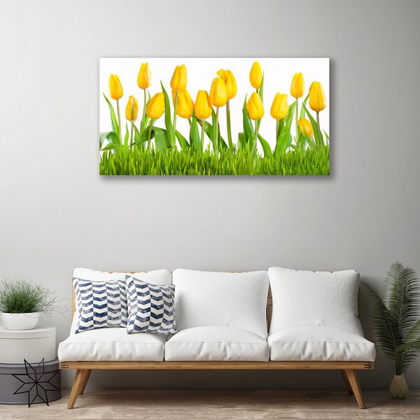 Quadro su tela Tulipani Sul Muro 100x50 cm