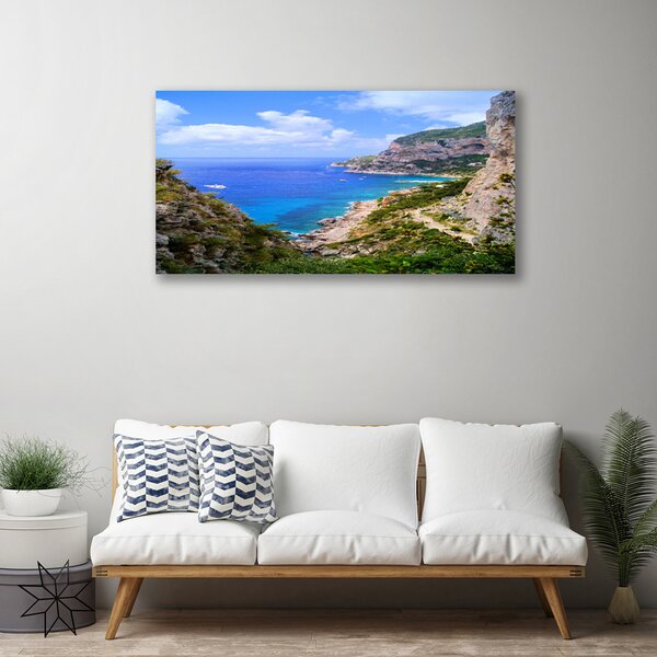 Quadro su tela Paesaggio di montagna della spiaggia del mare 100x50 cm