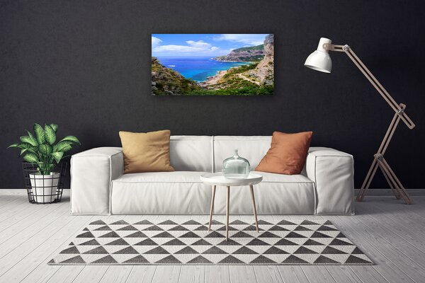 Quadro su tela Paesaggio di montagna della spiaggia del mare 100x50 cm