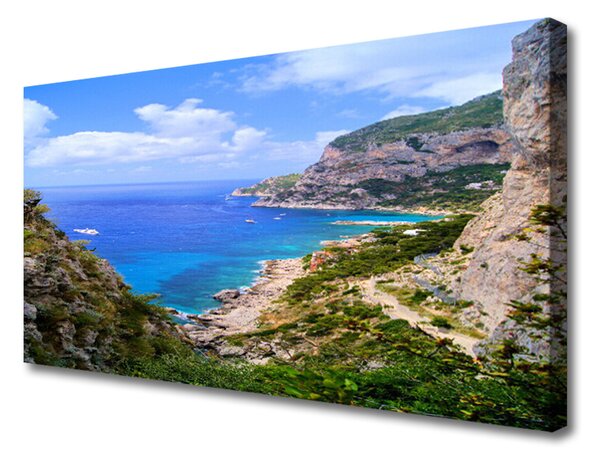 Quadro su tela Paesaggio di montagna della spiaggia del mare 100x50 cm